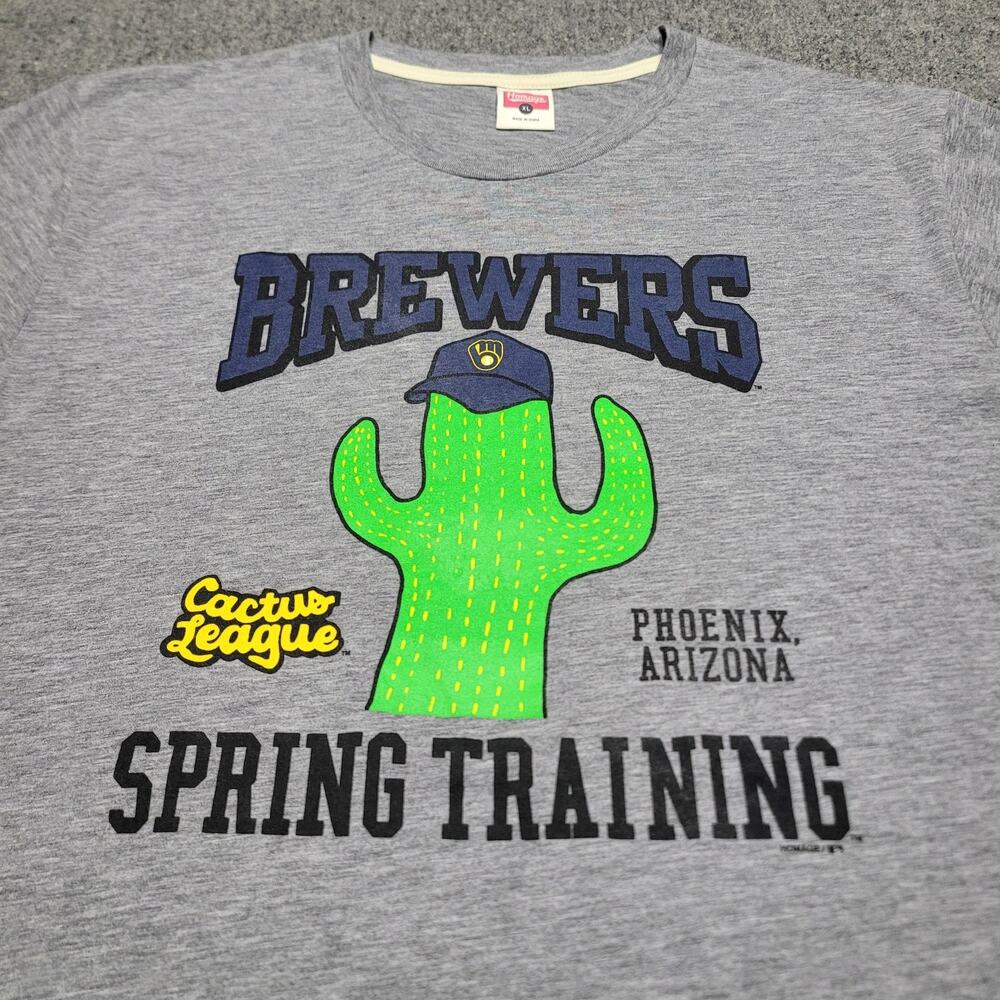 Milwaukee Brewers Shirt Mens Extra Large Gray Cactus League Spring Training Crew